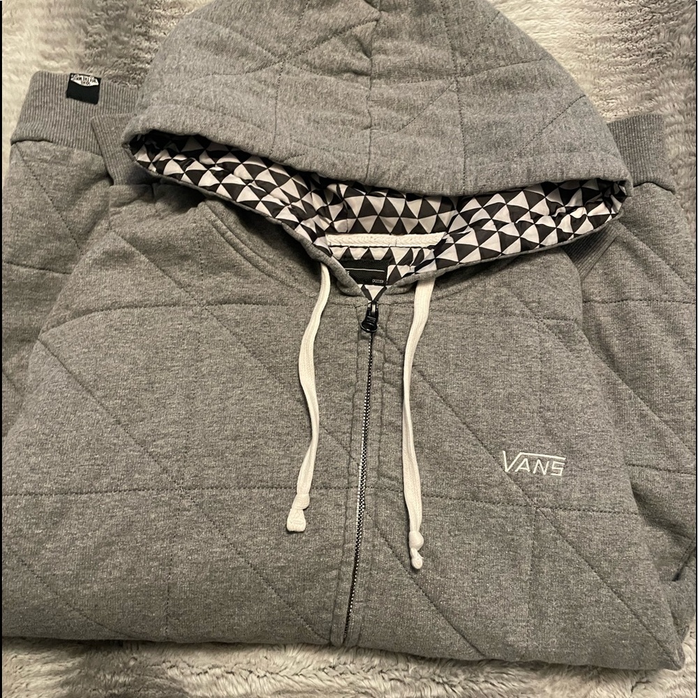 Mens gray vans zip up. Like new, worn once.